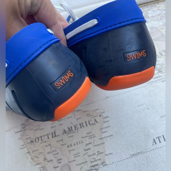 SWIMS Braided Lace Loafer Navy & Orange Slip On Shoes Land to Sea Size 12 - Picture 6 of 15